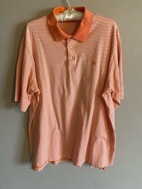 Ralph Lauren Pro Golf Polo, XXL Orange/ white Polo Shirt - Classic Short Sleeve
